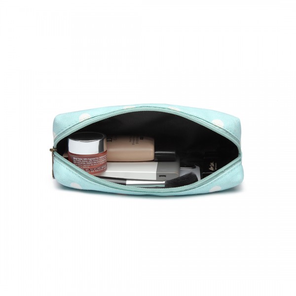 PC-D - Miss Lulu Canvas Pencil Case  Polka Dot Blue